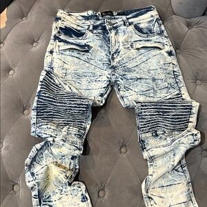 Boy's Slim Straight Light Blue Acid Wash Jeans